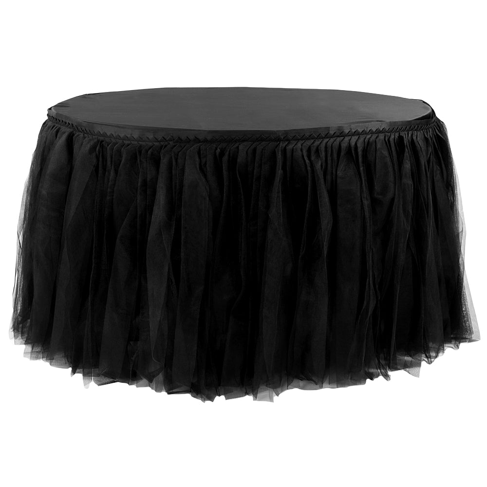 Tulle Tutu 17ft Table Skirt – Black | Rental