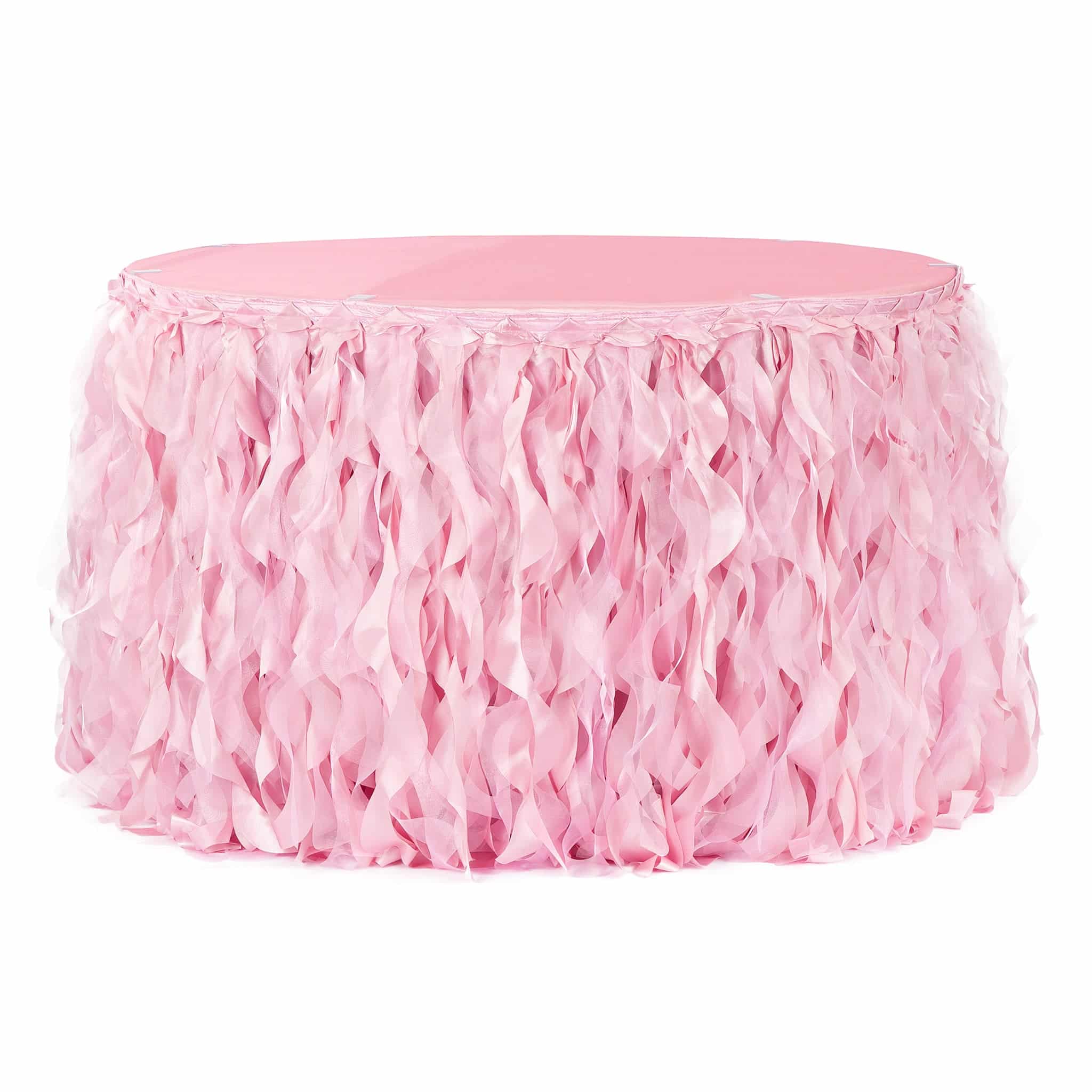 Curly Willow 14ft Table Skirt – Pink | Rental Curly Willow 14ft Table Skirt – Pink | Rental
