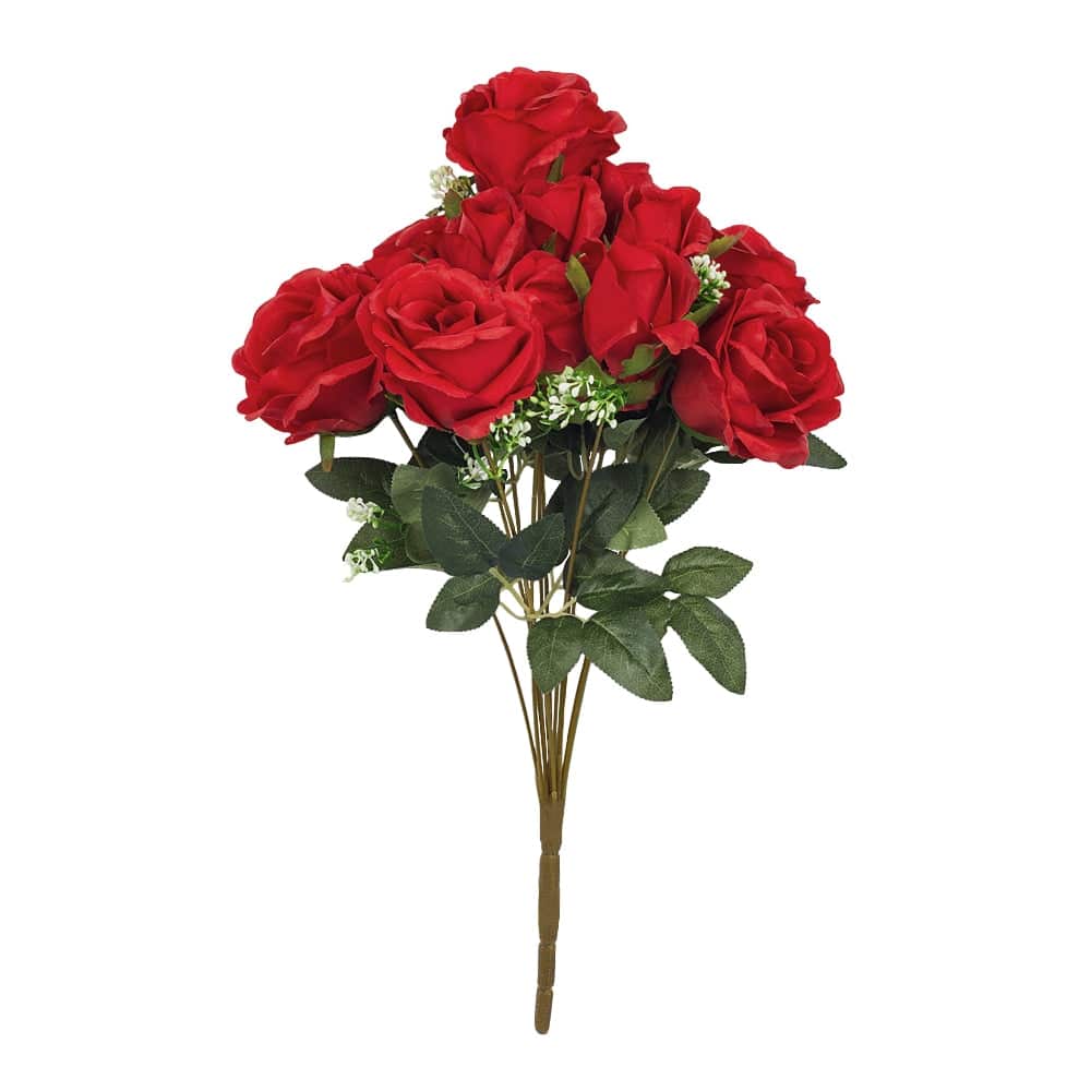 Silk Rose Bush 12 heads – Red | Rental