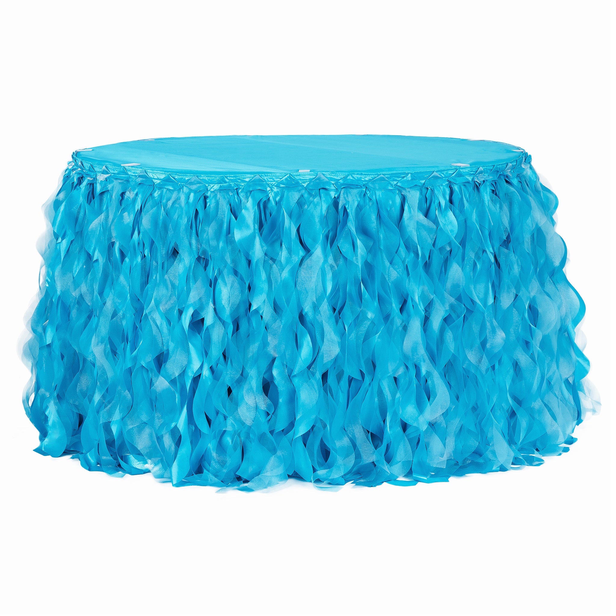 Curly Willow 17ft Table Skirt – Aqua Blue | Rental Curly Willow 17ft Table Skirt – Aqua Blue | Rental