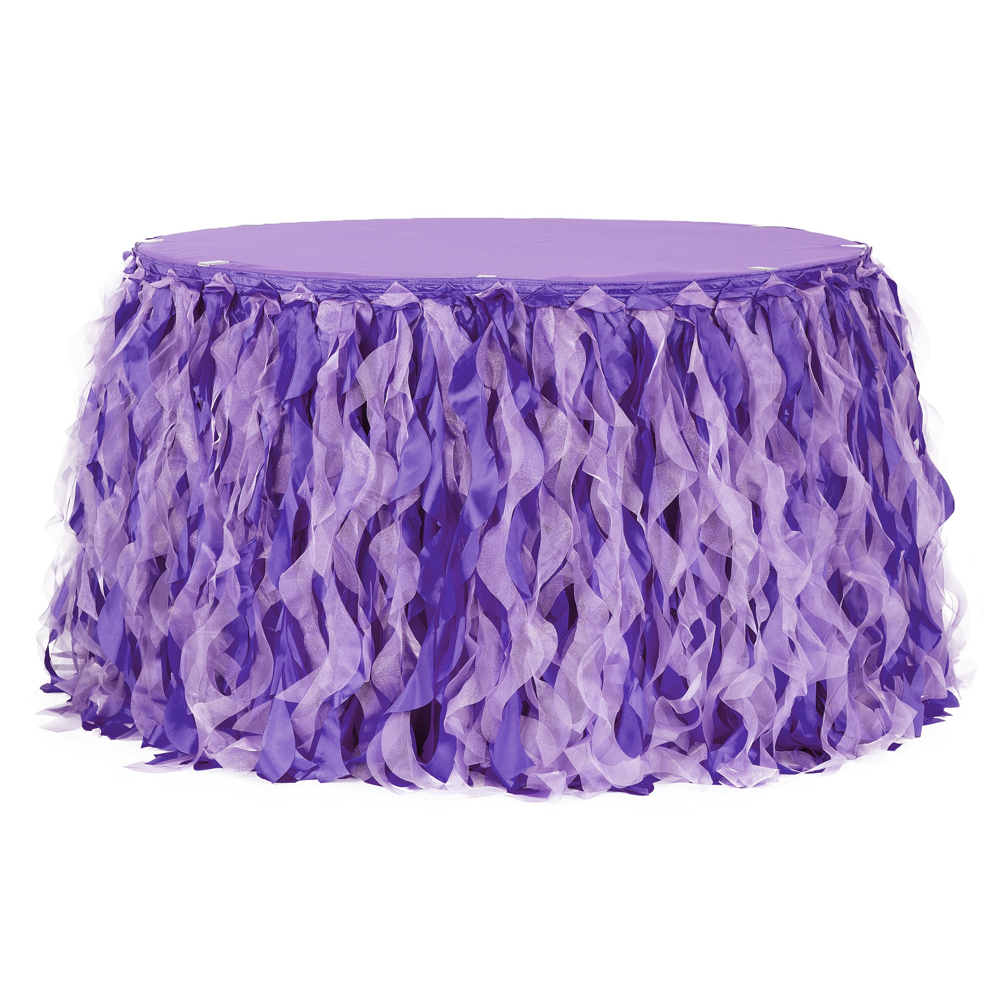 Curly Willow 21ft Table Skirt – Purple | Rental Curly Willow 21ft Table Skirt – Purple | Rental