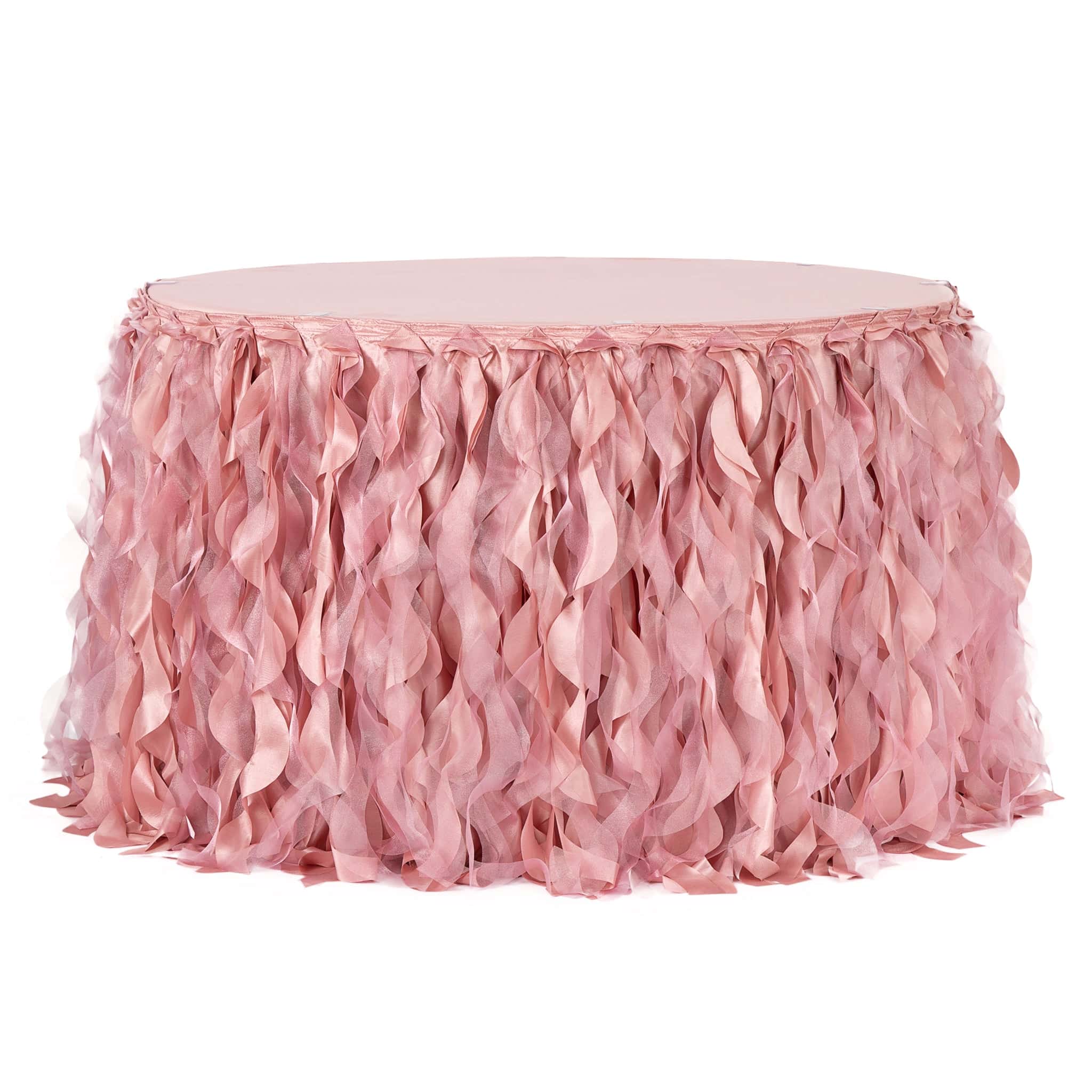 Curly Willow 17ft Table Skirt – Dusty Rose/Mauve | Rental Curly Willow 17ft Table Skirt – Dusty Rose/Mauve | Rental