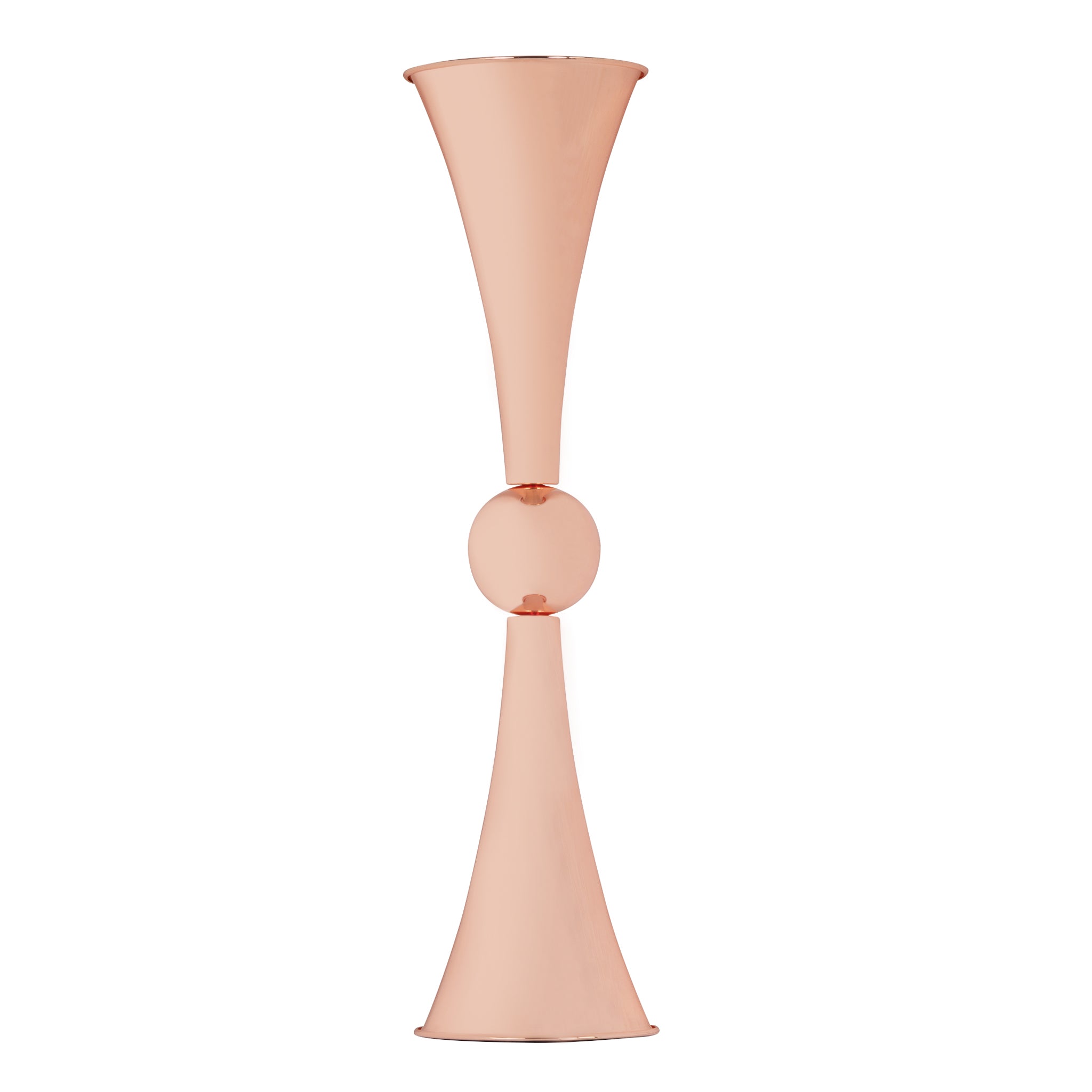 Metallic Reversible Riser Flower Centerpiece Vase 28″ Tall – Rose Gold | Rental