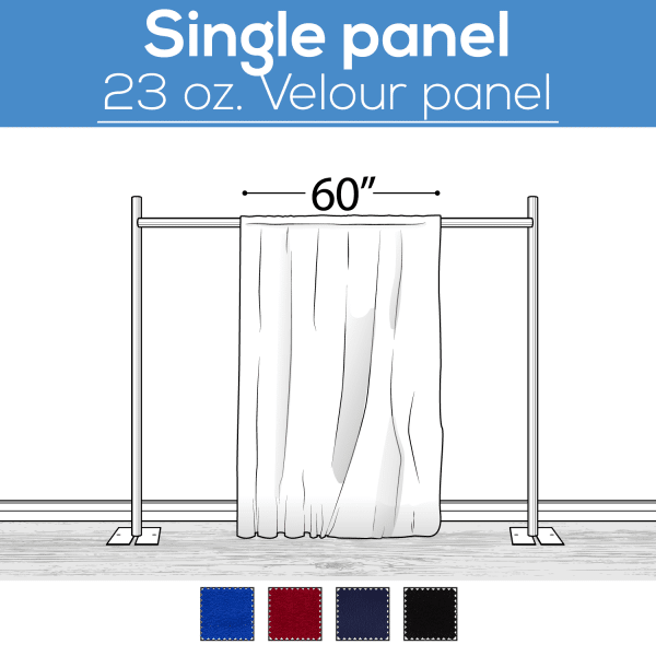 23 oz. Inherently Fire Retardant Polyester Velour – Sewn Drape Panel 60″ Wide w/ 4″ Rod Pockets – 18ft | Rental 23 oz. Inherently Fire Retardant Polyester Velour – Sewn Drape Panel 60″ Wide w/ 4″ Rod Pockets – 18ft | Rental
