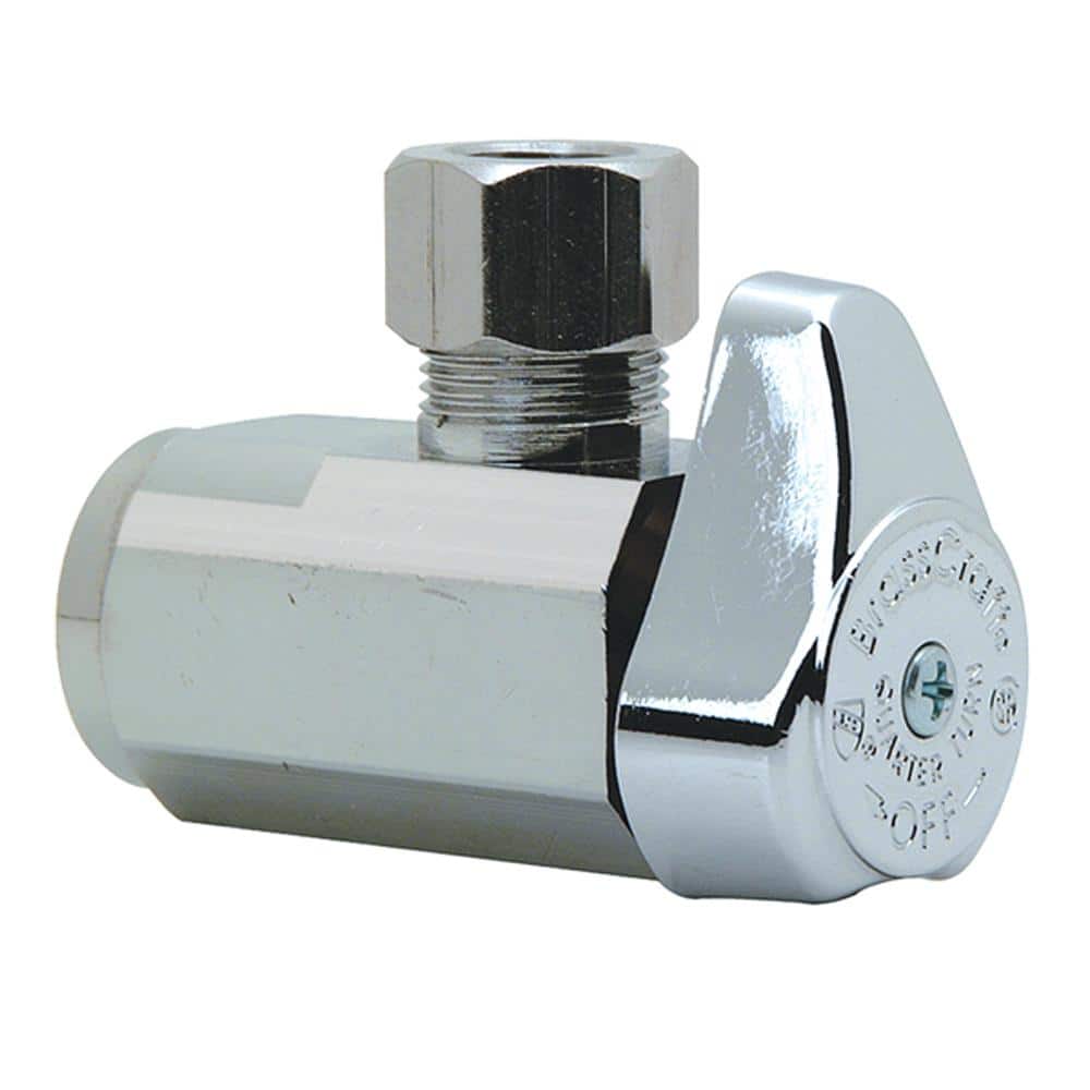 BrassCraft — 1/2 in. FIP Inlet x 3/8 in. Compression Outlet 1/4-Turn Angle Valve | Rental