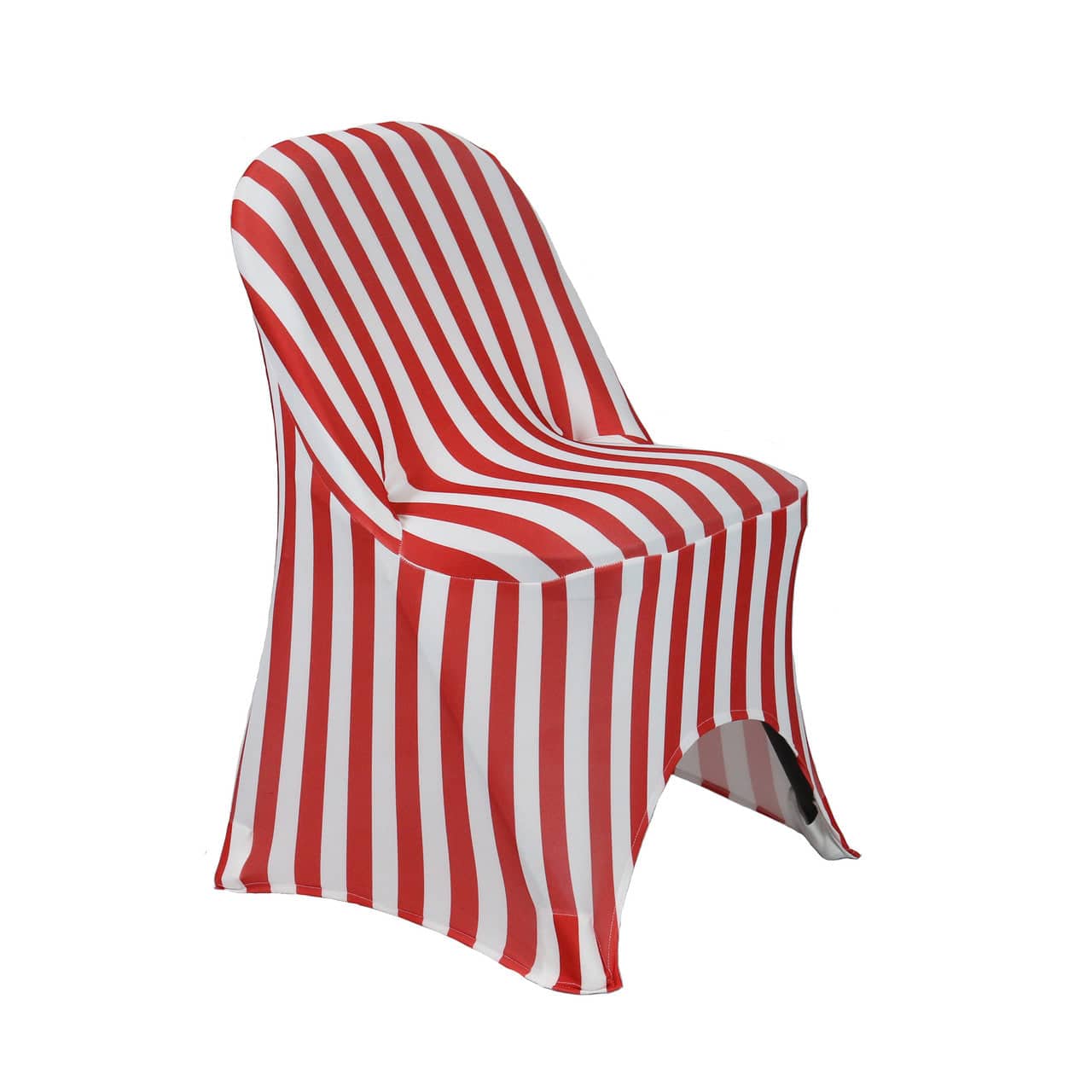 Print Spandex Folding Chair Cover in Red and White Striped | Rental Print Spandex Folding Chair Cover in Red and White Striped | Rental