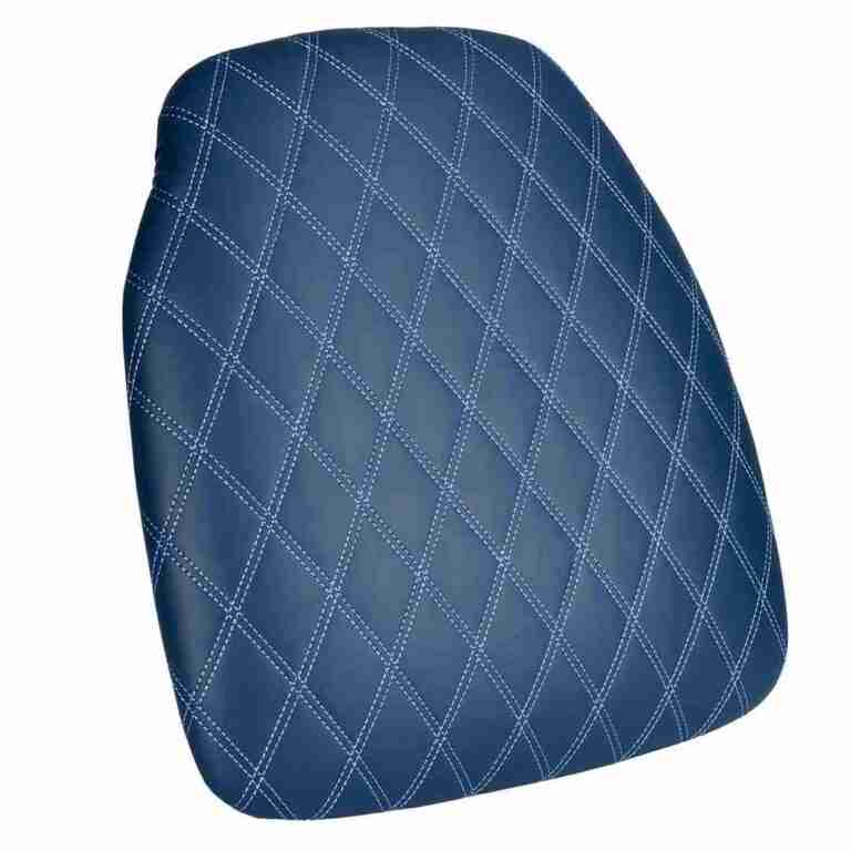 Deep Blue Sea Vinyl Panel Back Chiavari Cushion with Bentley Stitching and SlipNot™ Technology | Rental Deep Blue Sea Vinyl Panel Back Chiavari Cushion with Bentley Stitching and SlipNot™ Technology | Rental