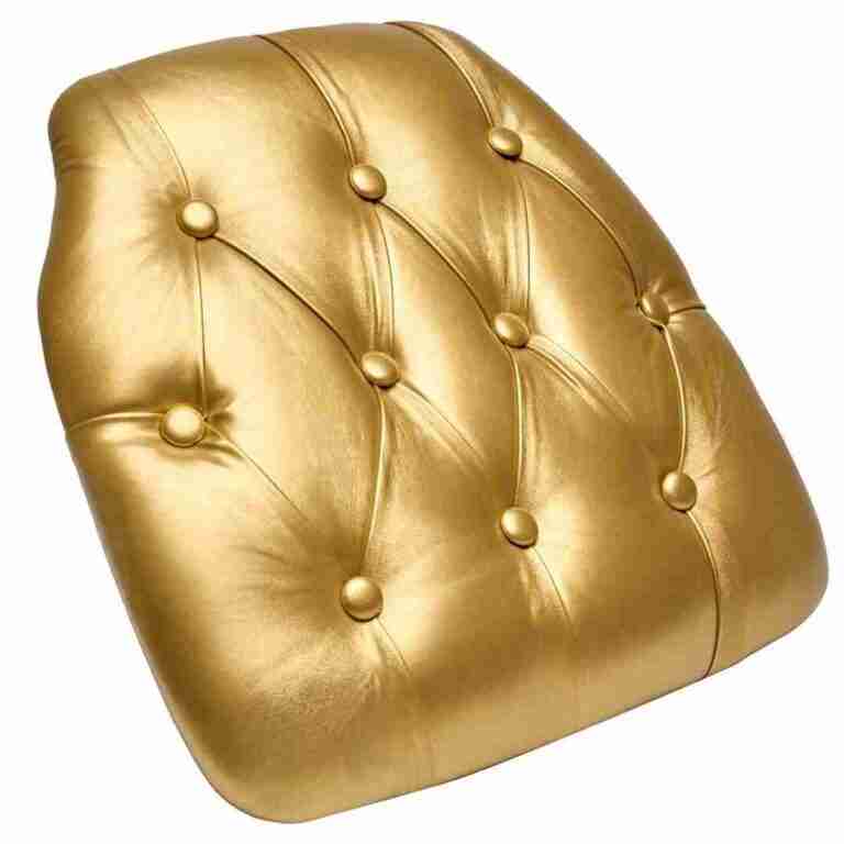 Gold 1.75″ Thick Vinyl Tufted Panel Chiavari Chair Cushion | Rental Gold 1.75″ Thick Vinyl Tufted Panel Chiavari Chair Cushion | Rental