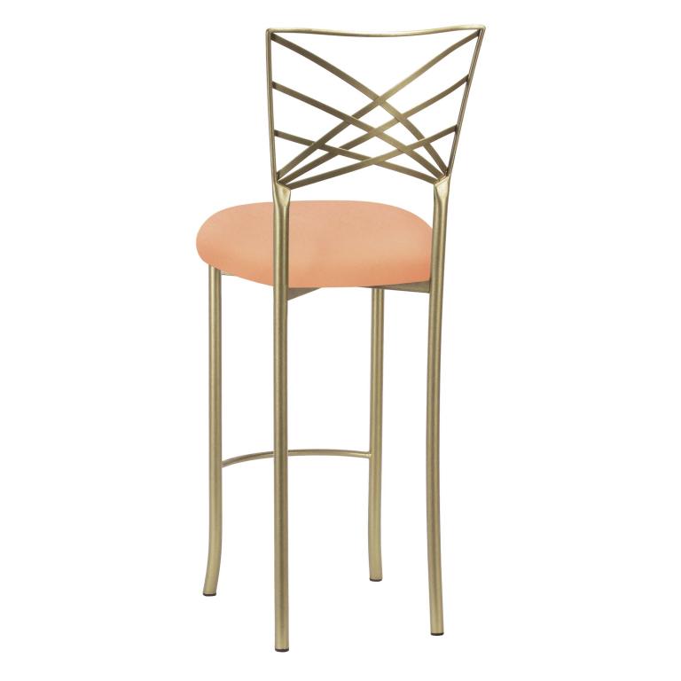 Gold Fanfare Barstool with Cantaloupe Stretch Knit Cushion – Chameleon Chair Collection | Rental Gold Fanfare Barstool with Cantaloupe Stretch Knit Cushion – Chameleon Chair Collection | Rental