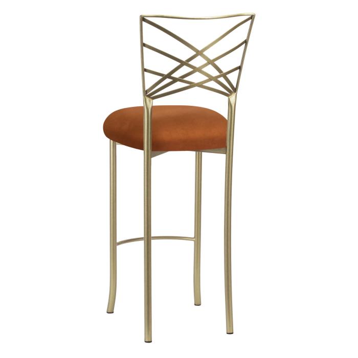 Gold Fanfare Barstool with Copper Suede Cushion