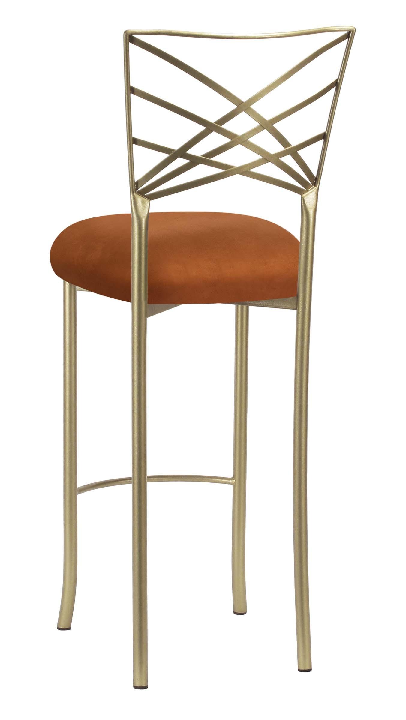 Gold Fanfare Barstool with Copper Suede Cushion Chameleon Chair Collection
