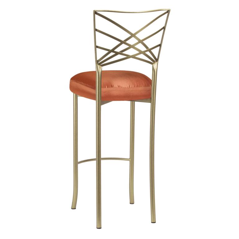 Gold Fanfare Barstool with Orange Taffeta Boxed Cushion – Chameleon Chair Collection | Rental Gold Fanfare Barstool with Orange Taffeta Boxed Cushion – Chameleon Chair Collection | Rental
