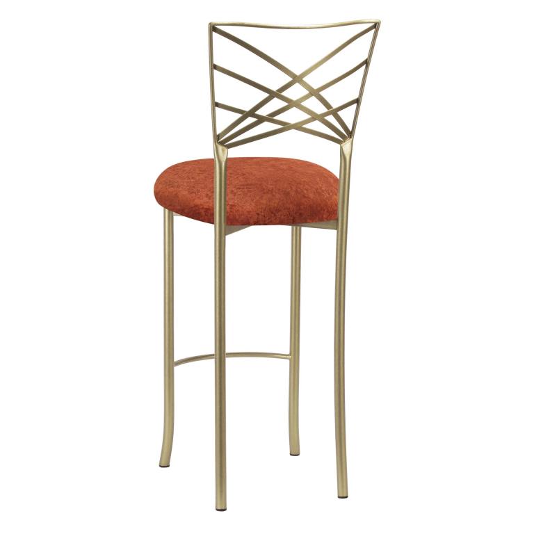 Gold Fanfare Barstool with Paprika Crushed Velvet Cushion – Chameleon Chair Collection | Rental Gold Fanfare Barstool with Paprika Crushed Velvet Cushion – Chameleon Chair Collection | Rental