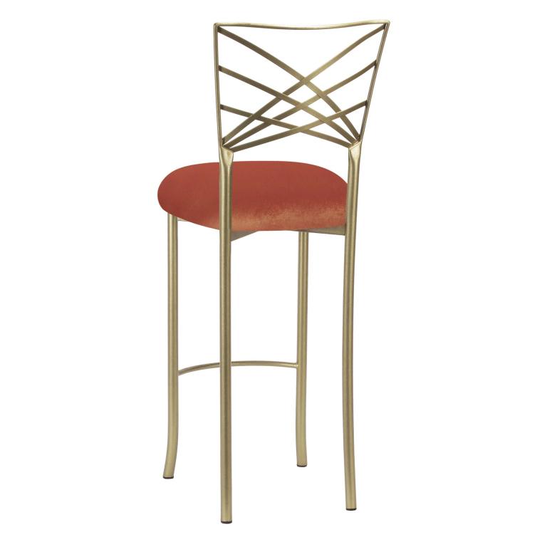 Gold Fanfare Barstool with Paprika Velvet Cushion – Chameleon Chair Collection | Rental Gold Fanfare Barstool with Paprika Velvet Cushion – Chameleon Chair Collection | Rental