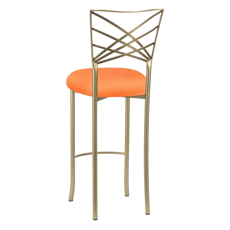 Gold Fanfare Barstool with Tangerine Stretch Knit Cushion – Chameleon Chair Collection | Rental Gold Fanfare Barstool with Tangerine Stretch Knit Cushion – Chameleon Chair Collection | Rental