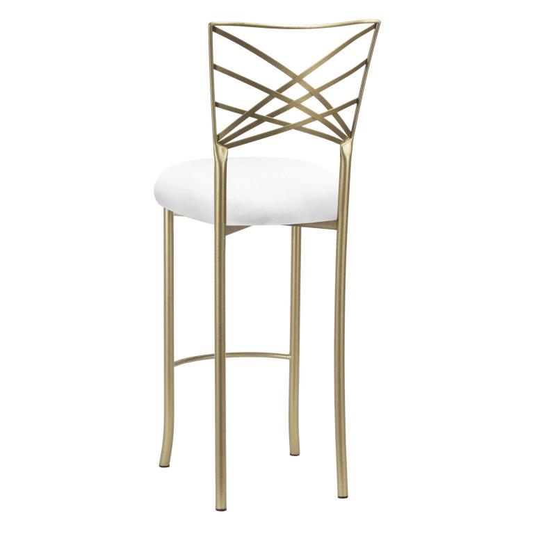 Gold Fanfare Barstool with White Stretch Knit Cushion – Chameleon Chair Collection | Rental Gold Fanfare Barstool with White Stretch Knit Cushion – Chameleon Chair Collection | Rental