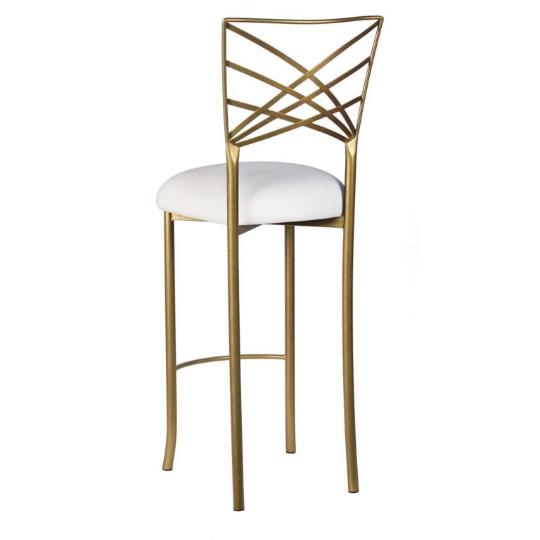 Gold Fanfare Barstool with White Suede Cushion – Chameleon Chair Collection | Rental Gold Fanfare Barstool with White Suede Cushion – Chameleon Chair Collection | Rental