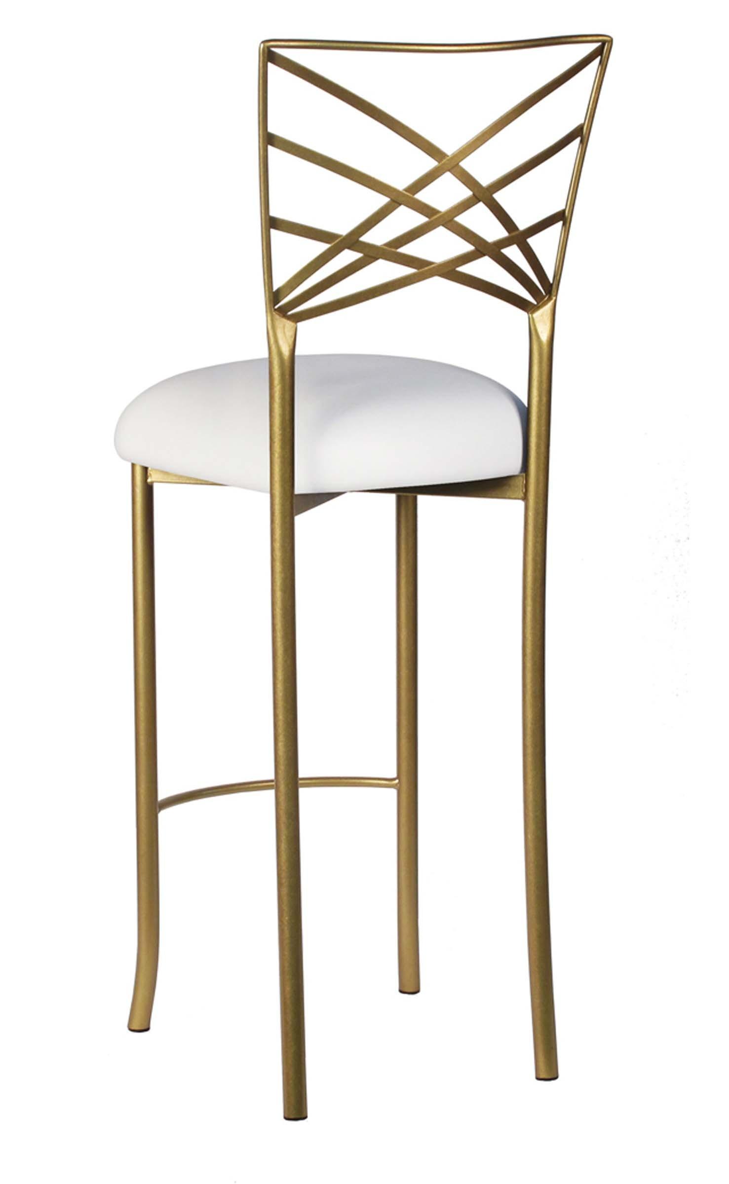 Gold Fanfare Barstool with White Suede Cushion Chameleon Chair Collection
