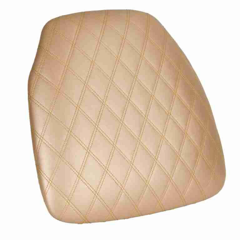 Gold Vinyl Panel Back Chiavari Cushion with Bentley Stitching and SlipNot™ Technology | Rental Gold Vinyl Panel Back Chiavari Cushion with Bentley Stitching and SlipNot™ Technology | Rental