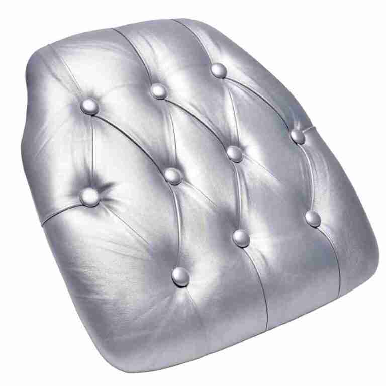 Silver 1.75″ Thick Vinyl Tufted Panel Chiavari Chair Cushion | Rental