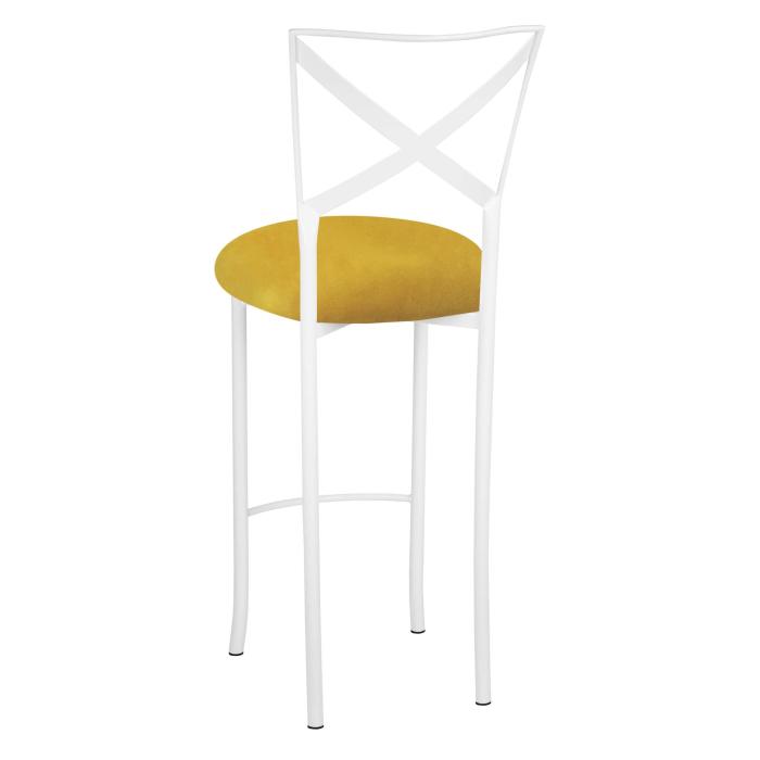 Simply X White Barstool with Canary Suede Cushion
