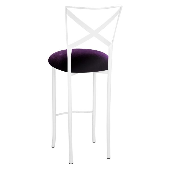 Simply X White Barstool with Deep Purple Velvet