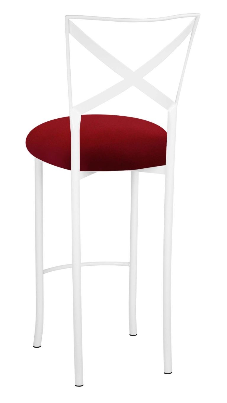 Simply X White Barstool with Red Stretch Knit Cushion – Chameleon Chair Collection | Rental