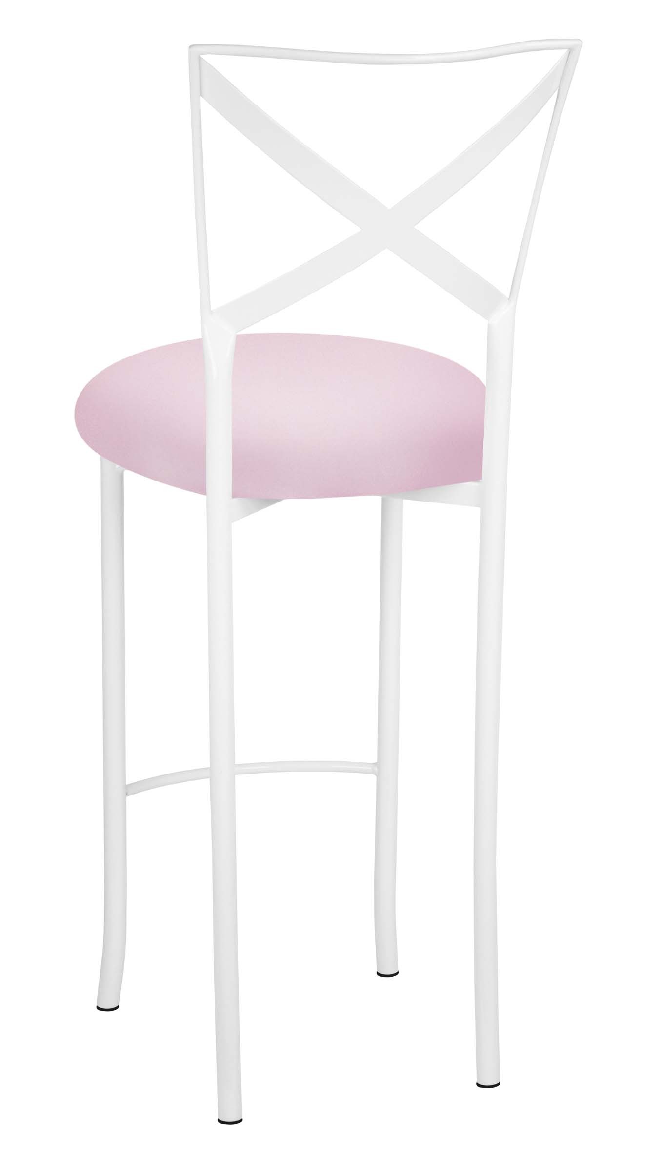 Simply X White Barstool with Soft Pink Stretch Knit Cushion Chameleon Chair Collection