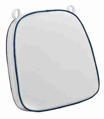 White with Navy Blue Piping 2.5″ Thick Chair Cushion – World’s Best Cushions | Rental